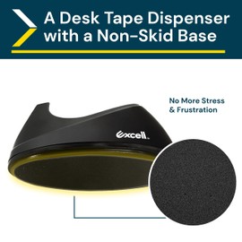 Excell OFFICEPLUS Desk Tape Dispenser with Non-Skid Base, 3/4" Wide, 1" Core, Durable Plastic Tape Holder, Weighted Tape Dispenser for Desk, Easy Use w/One Hand 1 inch Tape Dispenser - 1 Pack