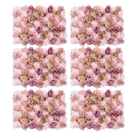 TFCFL 6PCS 24" X 16" Artificial Flower Wall Panels Silk Rose Wall Decor Autumn Pink Artificial Flower Wall Backdrop for Wedding, Party, Home Decoration