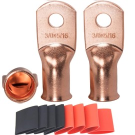 000 Gauge Pure Copper Lugs 8PCS 3/0 AWG-5/16” Ring Lugs Cable Lugs Wire Lug Battery Cable Ends Heavy Duty 8PCS 000 Guage Battery Lugs/Terminal Connectors + 8PCS 3:1 Heat Shrinks
