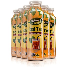 Heaven & Earth Organic Iced Tea, 11.2oz (6 Pack) | Real Black Tea, Pure Fruit Juice, No added Sugar, Flavor, or Color