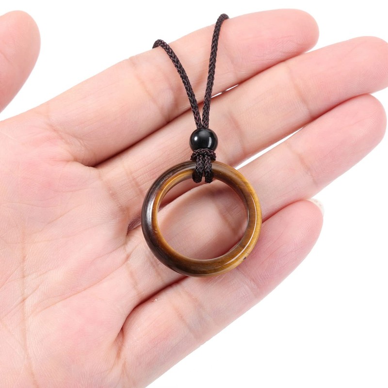 Jovivi Healing Crystal Pendant Necklace Women Men Natural Tiger Eye