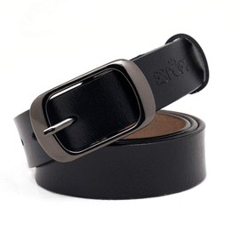 ESPOFY Women's Belt Genuine Leather Belt with Single Prong Alloy Buckle Black 45inch (115cm)