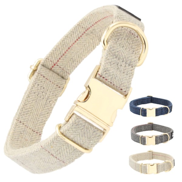 Fuzzy Friends Beige Wool Collar. A hypoallergenic, designer dog collar