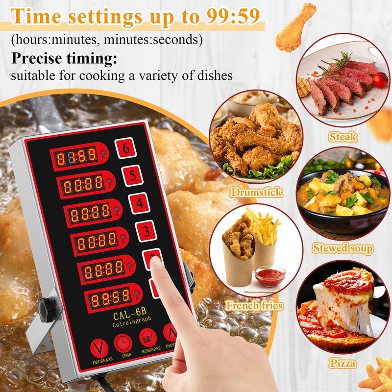 Relaxweex 1 Pack 6-Channel Digital Kitchen Timer, Commercial Cooking Timer