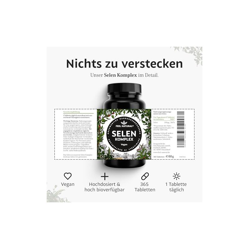 Selenium High Dose: 200 μg Selenium – 365 Tablets –