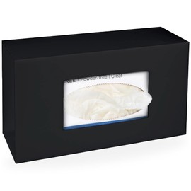 Black Glove Box Holder Wall Mount - Acrylic Disposable Glove Dispenser - Side Loading Rack for Nitrile, Latex & Professional Gloves - Storage Organizer for Kitchen, Garage, Lab (Single)