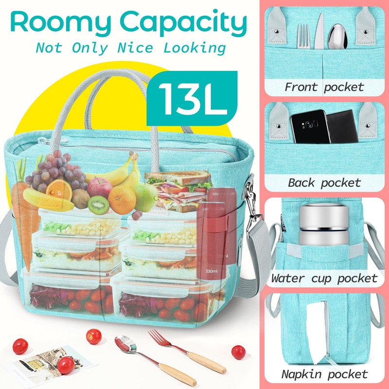 Classy Insulated Lunch Bags for Women, Large Lunch Box for