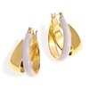JeanBeau Two Tone Gold White Enamel Chunky Hoops Earrings for