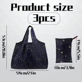 ZcrPrn Foldable Shopping Bag, Reusable Shopping Bags, 3-Pack Lightweight Foldaway Tote for Women, Multipurpose Grocery Bags for Yoga, Gym, Library, Meetings, Folding Shopping Bag in Pouch