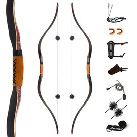 Deerseeker Archery 59" Longbow Handmade Traditional Recurve Bow Ambidextrous Horsebow Set for Adults & Youth Hunting Target Shooting 20-60lbs (Roland, 60lb)