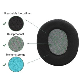 Replacement Ear Pads Compatible with SteelSeries Arctis 3 Arctis 5 Arctis 7 Arctis 9 Gaming headsets, Akkiv Replacement Ear Pads Made of Woven mesh and Memory Foam (Matte Green Pattern/Black Weave)