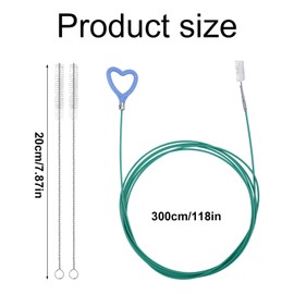 Sunroof Drain Cleaning Tool, 118in Long Wire Pipe Cleaner with 2 Straight Flexible Cleaning Brushes Heart Handle Design Drain Snake Unclogger Hole Cleaner for Auto Car Sunroof Wiper