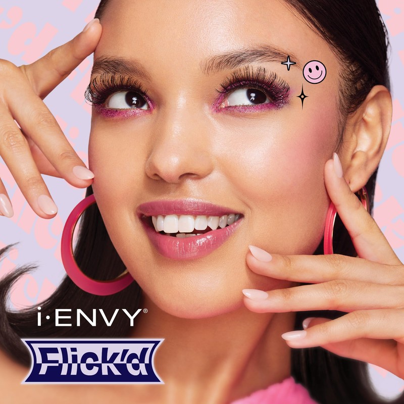 i-ENVY False Lashes Flick'd D-Curl Strip Lashes Volume Bouncy Natural