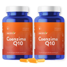 LIV NUTRITION | Coenzima Q10 200 Mg Pack x2 | 60 Cápsulas Blandas por Pack | Vegano Sin Gluten | Suplemento Alimenticio 100% Natural | 2 Meses De Rend