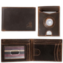 Bifold Leather Wallet Slim Air Tag Holder Men's RFID Blocking Technology Premium Durable Leather & Tight Stitching, Quick Access Design with Security and Style Ideal for Work, Travel or Adventure