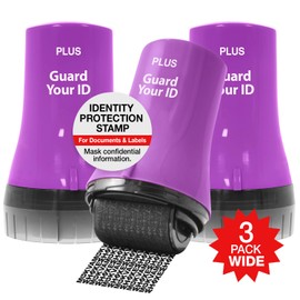 Wide Advanced Privacy Protection Roller by Guard Your ID for Bills, Mail, Address Labels (3-Pack, Purple)