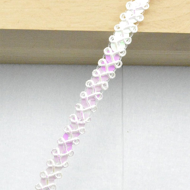 CABODYALS 20 m 9.5 mm White Sequin Trim Bead Sequins