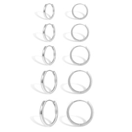 KISSPAT Gold Silver Hoop Earrings Set for Women, Sterling Silver 925 Small Gold Hoop Earrings, Hypoallergenic Lightweight Cartilage Hoop Earrings Gold for Multiple Ear Holes, Silver, No Gemstone