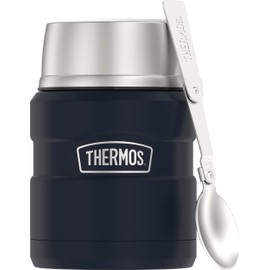 Thermos Stainless King 16 Ounce Food Jar with Folding Spoon, Matte Blue