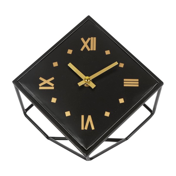 QIYAODECO Battery Operated Mantel Clock with Square Metal Case,No Ticking