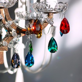 GOLDENHAITAI 10pcs Teardrop Chandelier Crystals, Coloured 38mm Glass Chandelier Prism Pendant for DIY Jewelry, Suncatcher, Ornament, FengShui Decoration