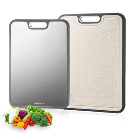 Titanium Cutting Boards for Kitchen Double-Sided, Cutting Board Double Sided Food Grade, Pure Titanium and Wheat Straw PP, Dishwasher Safe Easy to Clean (Large 12"L x 18"W)