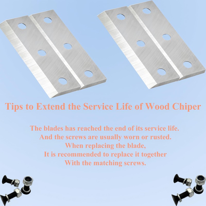 Wood Chipper Blades with Screws, Alloy Steel Shredder Knives, 4-Pack