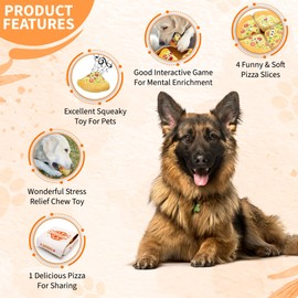 Kenuak® Pizza, Interaktives Hundespielzeug Unzerstörbar, Hundespielzeug Große Hunde, Hundezubehör, Hundespielzeug Intelligenz, Hundespielzeug Quietschend