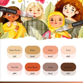 Pinturale Arts® 8 Acrylic Paint Markers Skin Tone Fine Tip 0,7mm | Acrylic Paint Pens Skin Tones For Coloring, Ceramics, Rock Painting, Glass, Wood, Canvas, Metal