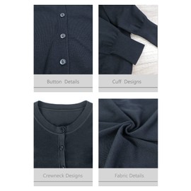 Women's Crew Neck Button Down Long Sleeve Cardigan Sweater Black