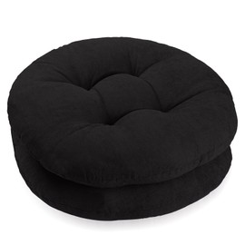 Suzile 2 Pcs Round Floor Pillow 22 x 22 Inch Round Large Pillows Seating Corduroy Round Cushion Floor Sitting Cushions Circle Chair Cushion for Tatami Sofa Living Room Fireplace Outdoor (Black)