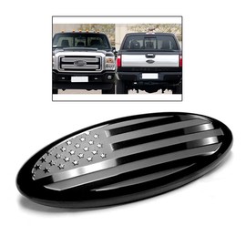 ontto 1PCS Front Grille Rear Tailgate Emblem American Flag Oval Decal Badge Nameplate Sticker Fit for Ford F-150 F-250 F-350 Black(9")
