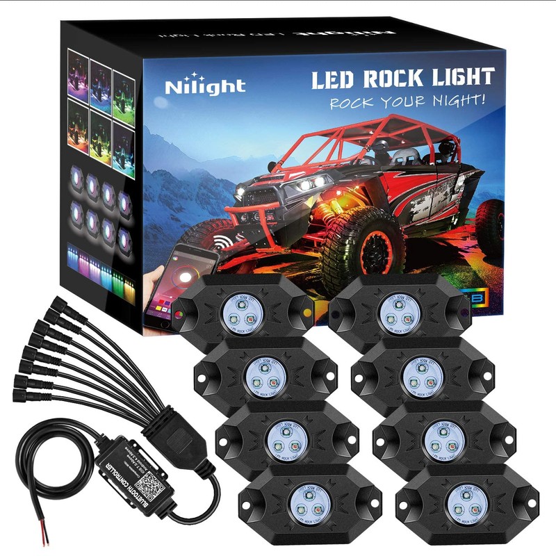 Nilight Kit de 8 Luces LED RGB Rock RL07H, Multicolor,