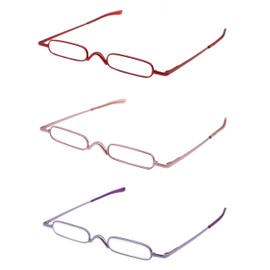 Mini Slim Pen Reading Glasses with Portable Clip Case Small Pocket Readers Men Women (3 packs,2.00)