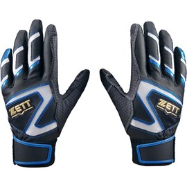 Zett Batting Gloves Impact Batting Gloves Ambidextrous Black x Royal Blue (1925) M BG19202