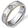 PEORA Designer 3-Stone Titanium Wedding Ring Band for Men, 8mm
