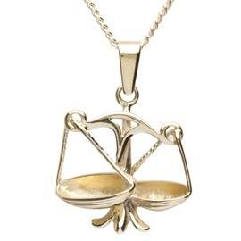InCollections Sign of the Zodiac Libra Gilded Silver Pendant 925 Sterling Silver with Robust Chain 42 cm 2001201315100