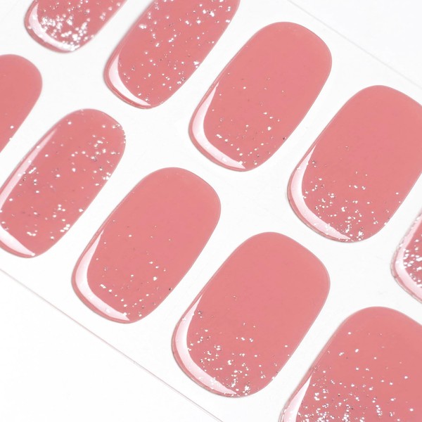 DANNI&TONI ref.0726 Shimmering Sands Gel Nail Seal, Hardened Type, Hand Use, Long Lasting, Odorless, Waterproof, SGS Certified, Safe to Apply Gel Nails, Red, Glitter 28 Stickers with Tool
