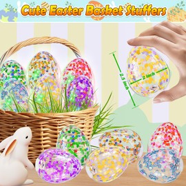 12 Pack Easter Eggs Light Up Squeeze Fidget Toys, Easter Stress Balls with Flashing LED Lights for Egg Hunt Games, Kids Easter Basket Stuffers Party Favors, Surprise Easter Egg Fillers Gifts Ideas
