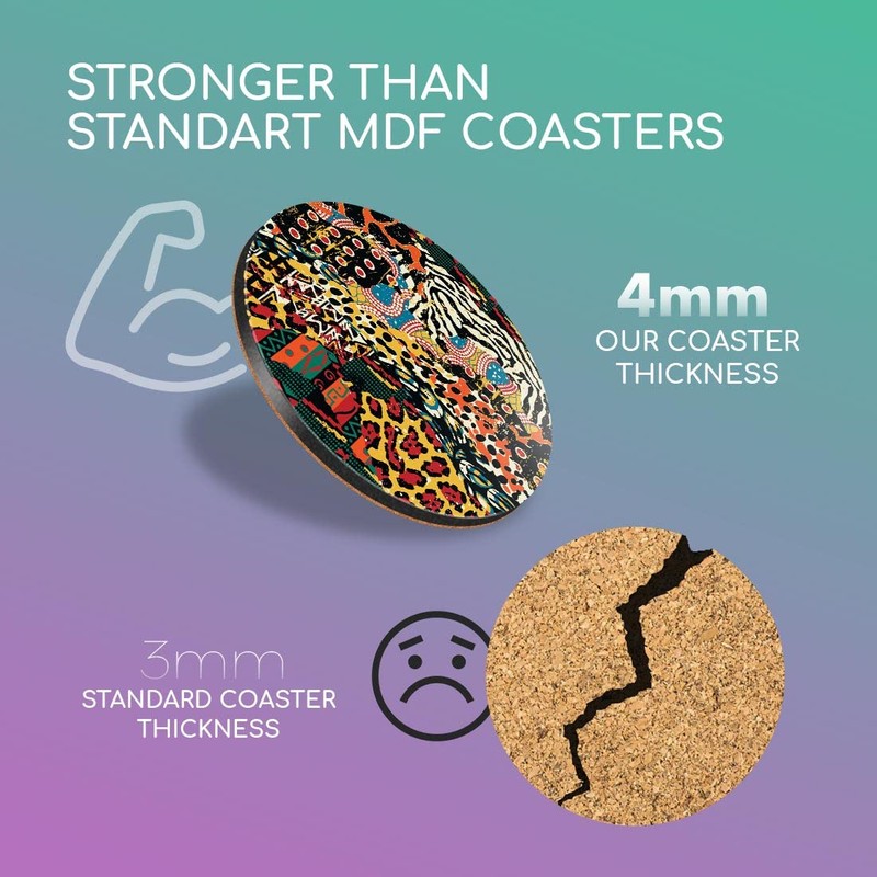 1 x Round Coaster - African Fabric Tribe Africa Cork