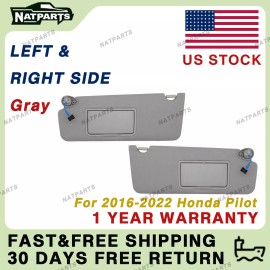 Unbranded Pair Gray Sun Visor w/ Light for Honda Pilot 2016-2022 LH RH  83280-TG7-A12Z
