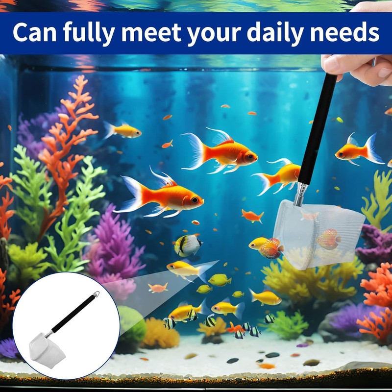 Small Telescopic Aquarium Fish Net, 2Pcs Small Telescopic Shrimp Net,Aquarium