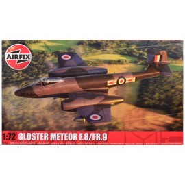 Airfix DCD Level 2 Gloster Meteor F.8/FR.9 Plastic Model Kit 1/72 Scale Fighter Aircraft 2 Scheme Options Model Building Tool