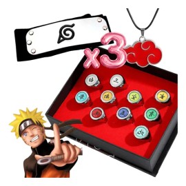 Anillo Miembro Akatsuki Cosplay Anime Naruto 10 Piezas Full