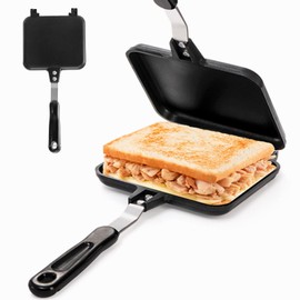 Cididu Hot Sandwich Maker, Sandwich Toaster Gas Stove, Double-sided Non-stick Frying Pan for Bread Cheese Pancake Breakfast, Stovetop Sandwich Grill Press Flip Pan for Camping Home