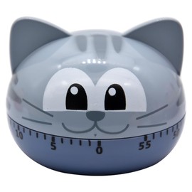 Ranvi Animal Timer Mechanical Cooking Timer, Cartoon Kitchen Timing Tool for Cooking Baking(Grey Cat)