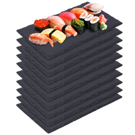 IHDYPPEW 10 Pack 10 x 6 Inch Slate Cheese Boards, Black Rectangle Slate Charcuterie Boards, Natural Charcuterie Stone Plates for Parties, Gifts, and Special Events, Cheese, Sushi, Food.