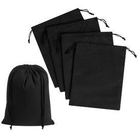 Premium Microfiber Drawstring Bags (Set of 5) – Multipurpose Travel Storage Pouches for Cords, Toiletries, Jewelry, Shoes – Durable Organizer with Strong Drawstring Closure (Black, 7 x 9 Inches)