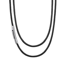 Waterproof Leather Necklace for Men Women,2MM Cord Chain Necklace DIY Woven Wax Rope Chain Black Chain Necklaces for Pendant 24Inch