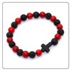 Fusamk Fashion Yoga Natural Stone Bracelet Religious Cross Beads Link
